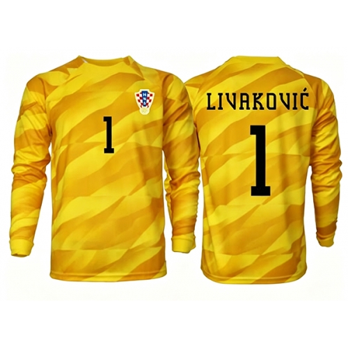 Billige Fotballdrakt Kroatia Dominik Livakovic #1 Keeper Replika Hjemmedrakt VM 2026 Langermet Billige Fotballdrakt Kroatia Dominik Livakovic #1 Keeper Replika Hjemmedrakt VM 2026 Langermet